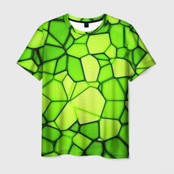 Мужская футболка 3D Неоновые салатовые осколки