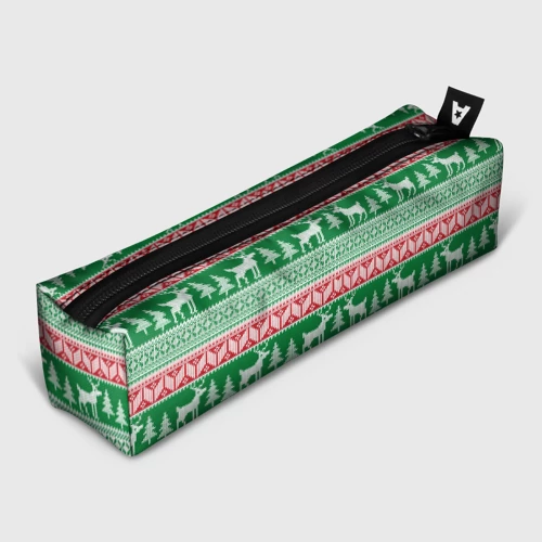 Пенал школьный 3D Новогодний белорусский узор с оленями