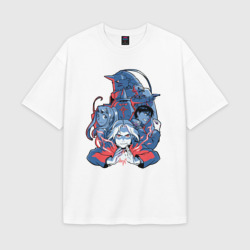 Женская футболка Oversize хлопок texturе Fullmetal alchemist team