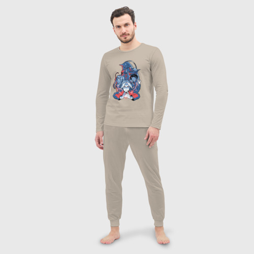 Мужская пижама с лонгсливом хлопок Fullmetal alchemist team, цвет миндальный - фото 3