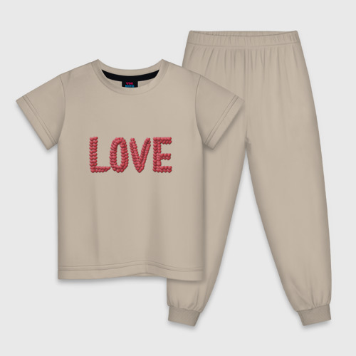 Детская пижама хлопок с принтом Любовь из сердец, вид спереди #2