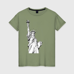 Статуя Свободы в графике – Женская футболка хлопок с принтом купить со скидкой в -20%