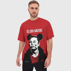 Мужская футболка oversize 3D Elon Musk в кофте с ушками - фото 2