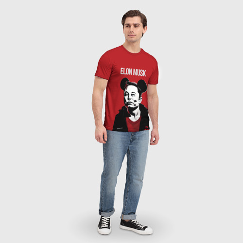 Мужская футболка 3D Elon Musk в кофте с ушками, цвет 3D печать - фото 5