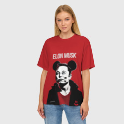 Женская футболка oversize 3D Elon Musk в кофте с ушками - фото 2
