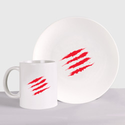 Набор: тарелка + кружка Четыре рваных полосы