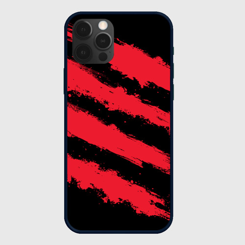 Чехол для iPhone 12 Pro с принтом Красно-черные полосы, вид спереди #2