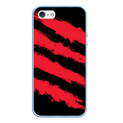 Чехол для iPhone 5/5S матовый Красно-черные полосы