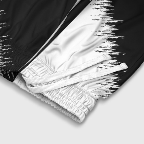Детские спортивные шорты 3D с принтом Белая и чёрная полоса, фото #4