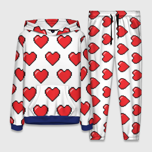 Женский костюм с толстовкой 3D В красное сердечко пиксель, цвет синий