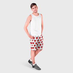 Мужские шорты 3D В красное сердечко пиксель - фото 2