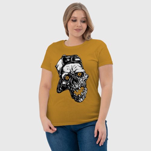 Женская футболка хлопок с принтом Cap skull, фото #4