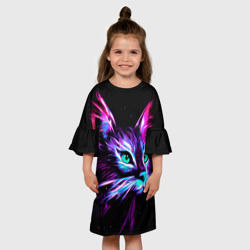 Детское платье 3D Неоновый кот - фото 2