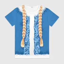 Женская футболка 3D Снегурка с косами