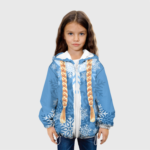 Детская куртка 3D с принтом Снегурочка с косами, вид сбоку #3