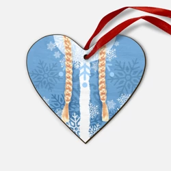 Деревянная игрушка Сердце Снегурочка с косами