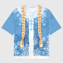 Мужская футболка oversize 3D Снегурочка с косами