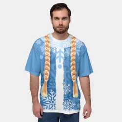 Мужская футболка oversize 3D Снегурочка с косами - фото 2