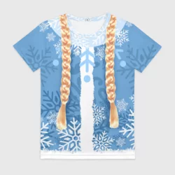 Женская футболка 3D Снегурочка с косами