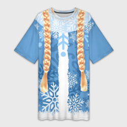 Платье-футболка 3D Снегурочка с косами