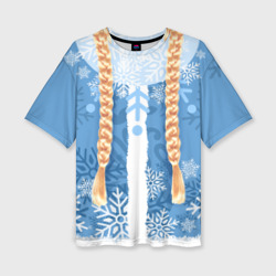 Женская футболка oversize 3D Снегурочка с косами