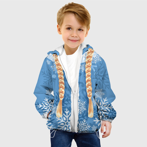 Детская куртка 3D с принтом Снегурочка с косами, фото на моделе #1