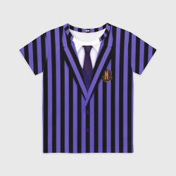 Детская футболка 3D Школьная форма фиолетовая Wednesday