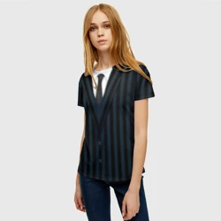 Женская футболка 3D Школьная форма тёмная Wednesday - фото 2