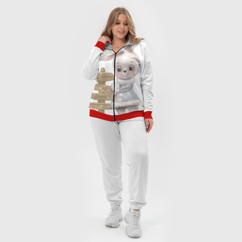 Женский костюм 3D с принтом Рождественский Кролик с Птичкой, вид сбоку #3