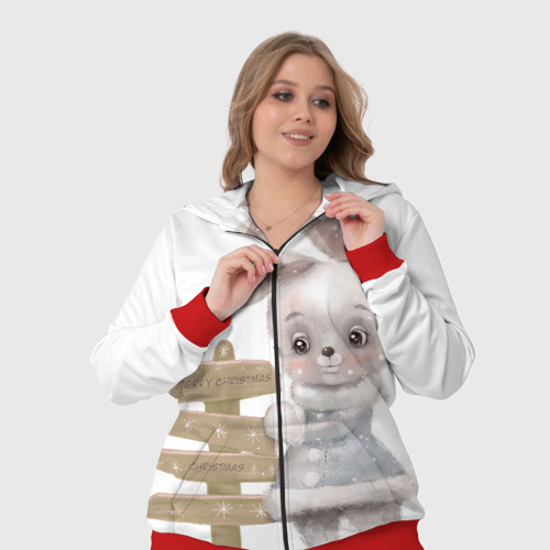 Женский костюм 3D с принтом Рождественский Кролик с Птичкой, фото #4