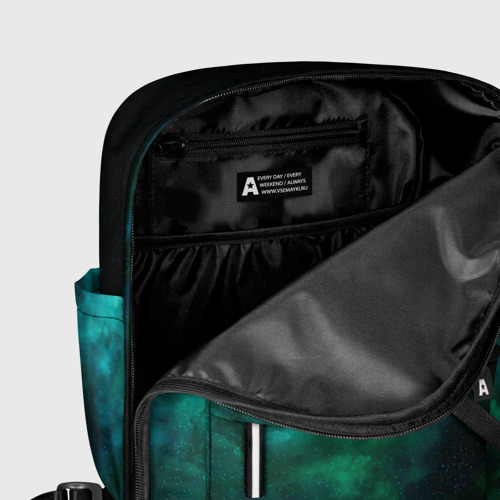 Женский рюкзак 3D с принтом Звёздно-зелёный космос, фото #5