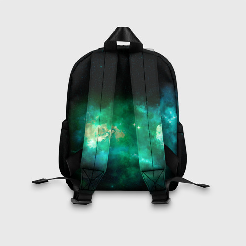 Детский рюкзак 3D с принтом Звёздно-зелёный космос, вид сзади #2