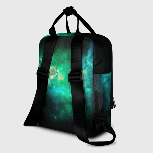 Женский рюкзак 3D с принтом Звёздно-зелёный космос, вид сзади #1