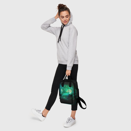 Женский рюкзак 3D с принтом Звёздно-зелёный космос, фото #4