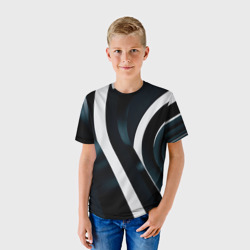 Детская футболка 3D Чёрные и белые металлические линии - фото 2