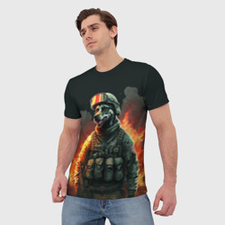Мужская футболка 3D Пёс солдат - фото 2