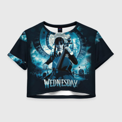 Женская футболка Crop-top 3D Wednesday addams 2022