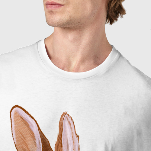 Мужская футболка хлопок с принтом Ушастый милый кролик, фото #4