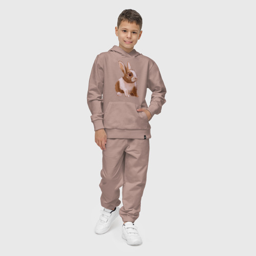 Детский костюм с толстовкой хлопок с принтом Ушастый милый кролик, фото на моделе #1