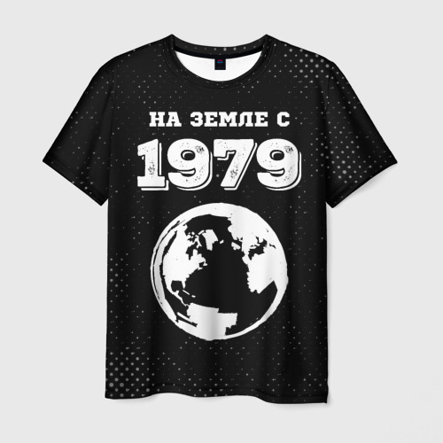 Мужская футболка с принтом На Земле с 1979: краска на темном, вид спереди №1