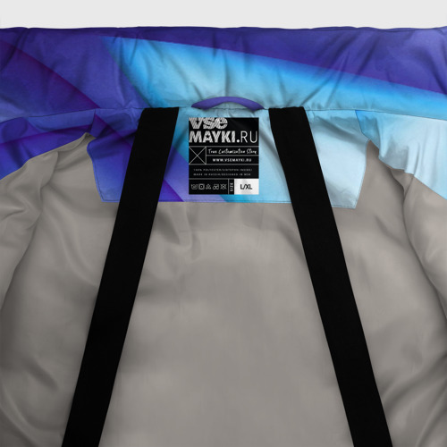 Мужская зимняя куртка 3D с принтом Синие разводы, фото #4