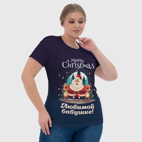 Женская футболка 3D Любимому бабушке - с Новым годом, цвет 3D печать - фото 6