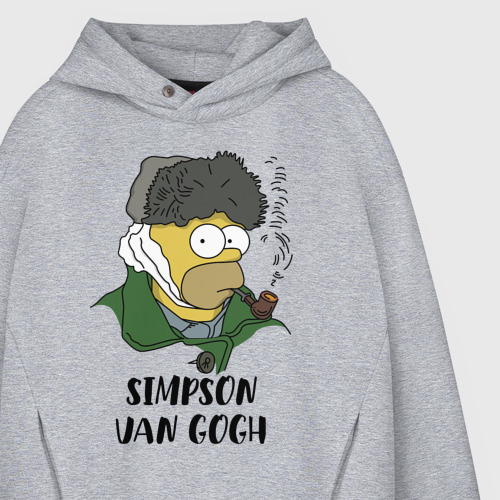 Мужское худи Oversize хлопок Simpson van Gogh - joke, цвет меланж - фото 4