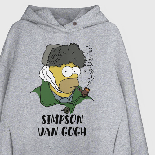 Женское худи Oversize хлопок Simpson van Gogh - joke, цвет меланж - фото 3