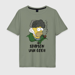 Simpson van Gogh - joke – Футболка оверсайз из хлопка с принтом купить со скидкой в -16%