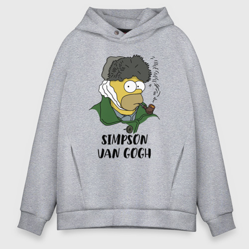 Мужское худи Oversize хлопок Simpson van Gogh - joke, цвет меланж