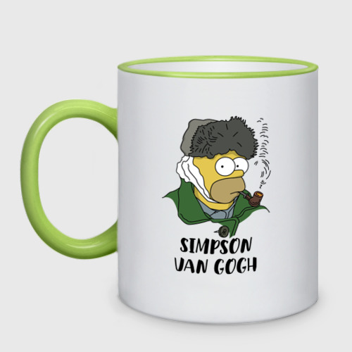 Кружка двухцветная Simpson van Gogh - joke, цвет Кант светло-зеленый