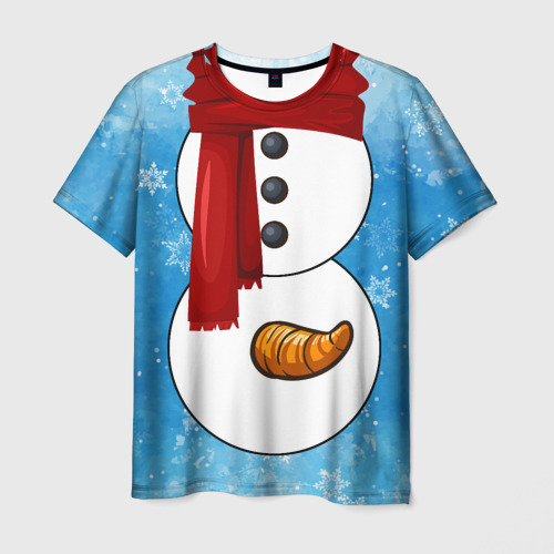 Мужская футболка 3D Снеговик затейник, цвет 3D печать