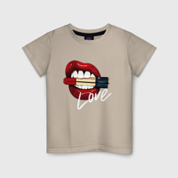 Детская футболка хлопок Красные губы с помадой