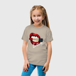 Детская футболка хлопок Красные губы с помадой - фото 2